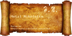 Hetzl Nikoletta névjegykártya
